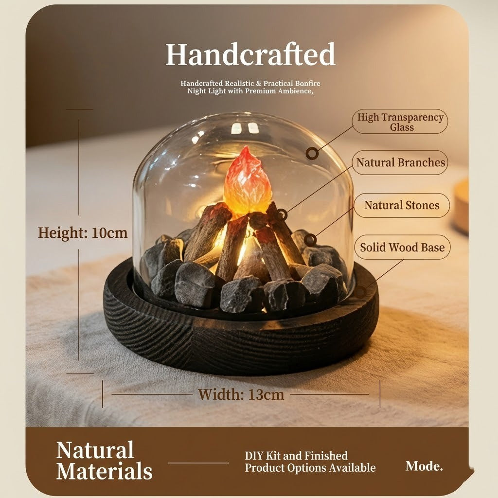 Mini Lagerfeuer Flamme Glasskål Nattbordlampe | Skanto