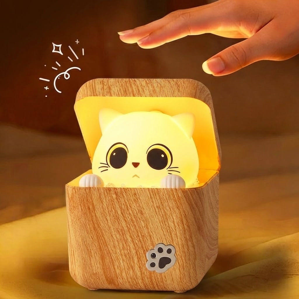 Søt Peekaboo Katt i Tre Nattlys Lampe | Skanto
