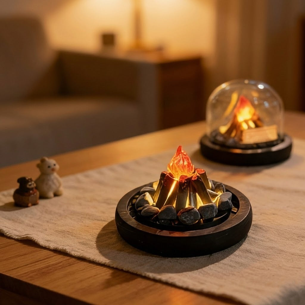 Mini Bonfire Flame Glass Dome Nattlampe | Skanto