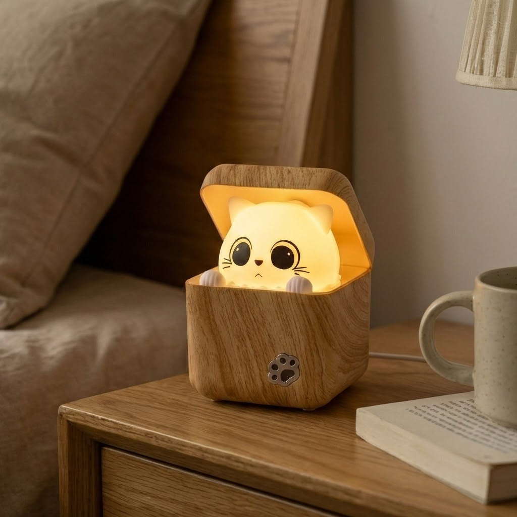 Søt Peekaboo katt tre nattlys lampe | Skanto