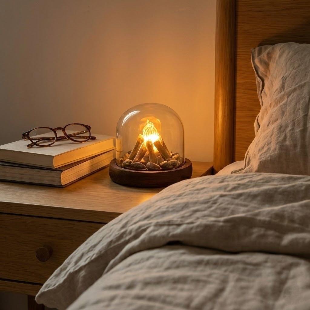 Mini Lagerfeuer Flamme Glasskål Nattbordlampe | Skanto