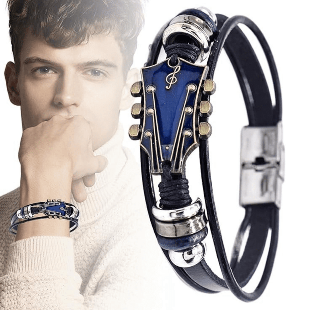 Lederarmband med Gitarrenmotiv