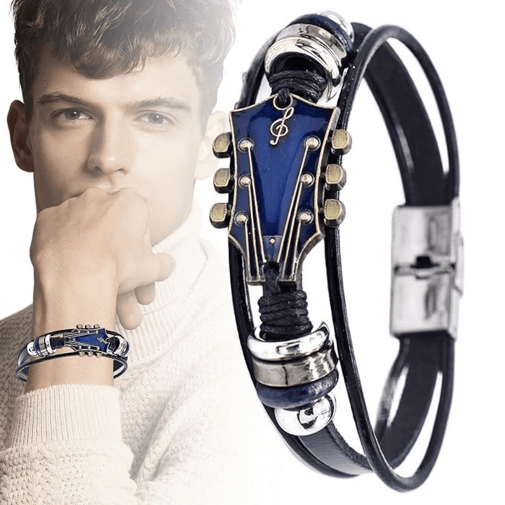 Lederarmband med Gitarrenmotiv