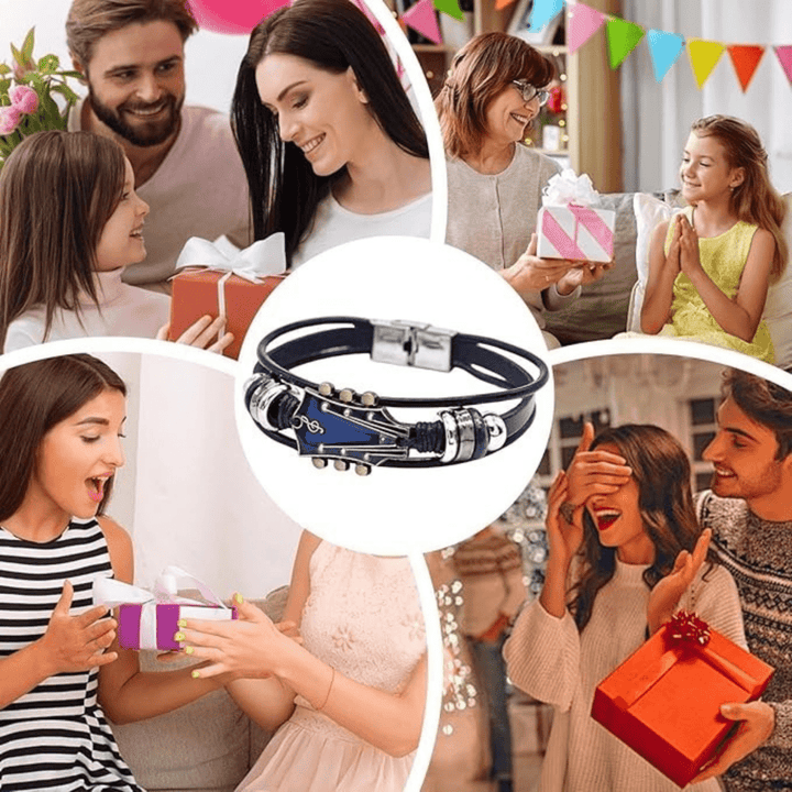Lederarmband med Gitarrenmotiv