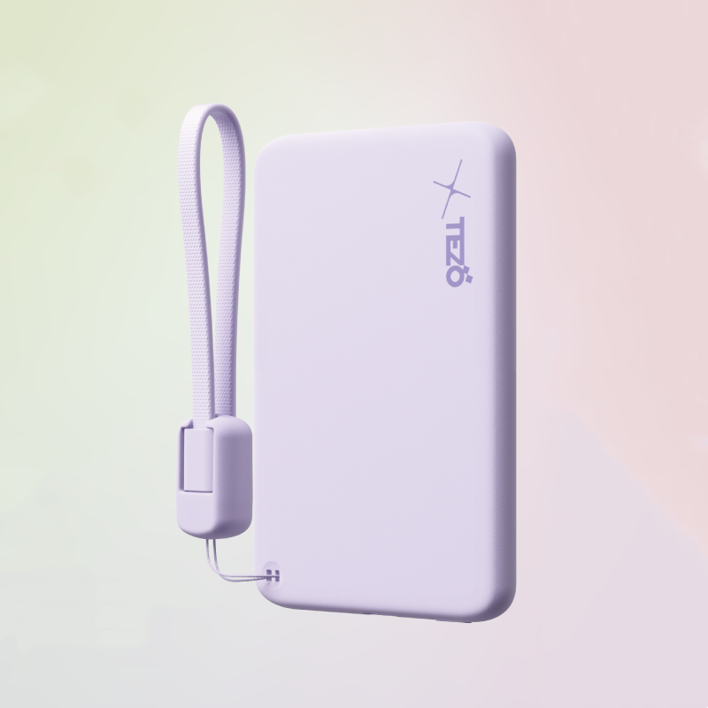 Skanto | Ultra-Tynn Fargerik Magnetisk Lader Power Bank Med Innebygd Snor