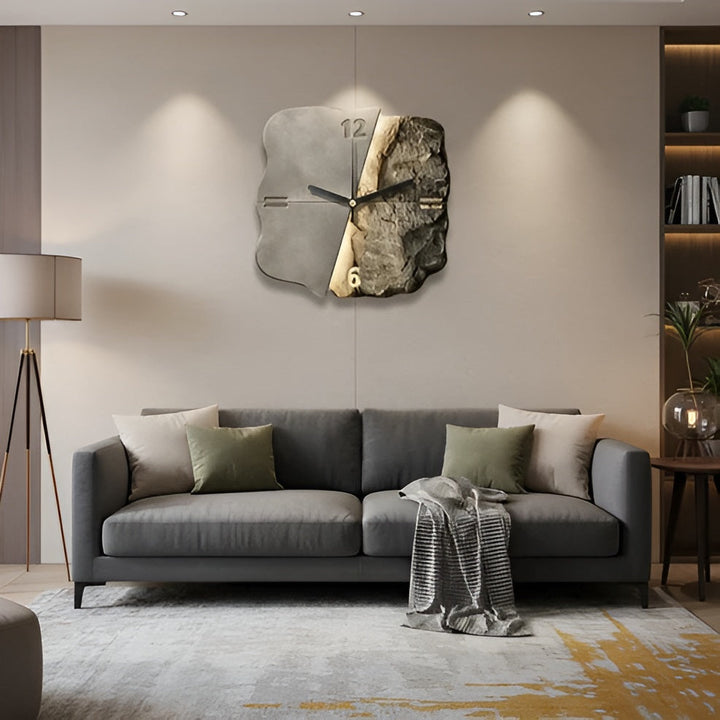 Sandstone Veggklokke – Moderne 3D Design | Dekorativ for Stuer og Kontorer | Skanto