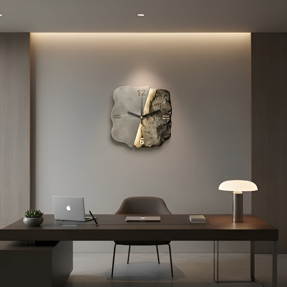 Veggklokke i sandstein – Moderne 3D-design | Dekorativt tilbehør til stuer og kontorer