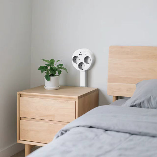 Skanto | Smart Utvidbar Stikkontakt med USB | 3 Stikkontakter + Utvidbar Arm + 180° Svingarm