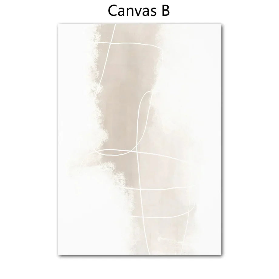 Absolutt Minimal Beige Hvit Abstrakt Veggkunst Fine Art Lerret Trykk Enkle Kunstverk For Moderne Leilighet Stue Kunst For Samtidsdekorasjon | Skanto