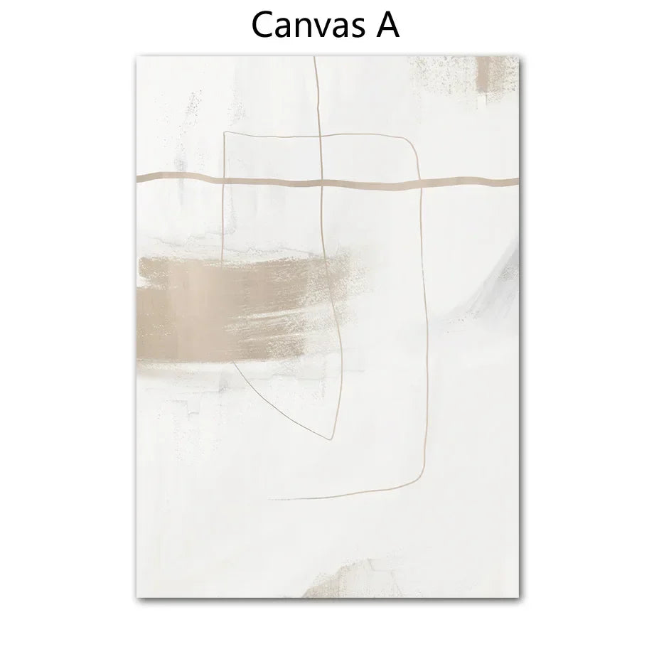 Absolutt Minimal Beige Hvit Abstrakt Veggkunst Fine Art Lerret Trykk Enkle Kunstverk For Moderne Leilighet Stue Kunst For Samtidsdekorasjon | Skanto