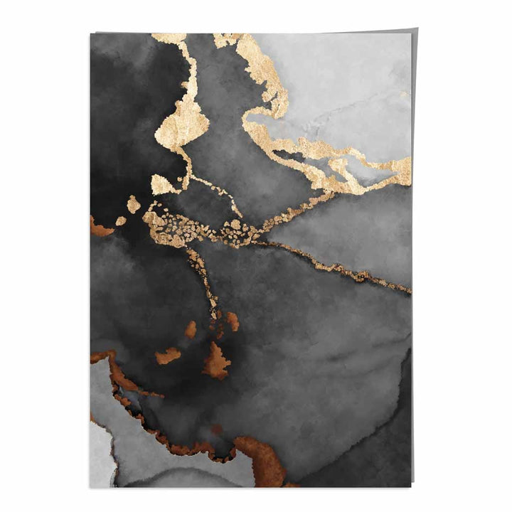 Abstrakt kunstplakat nr. 2 i svart, grått og gull