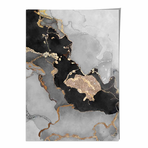 Abstrakt kunstplakat nr. 3 i svart, grått og gull