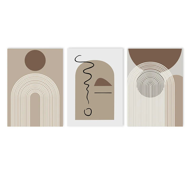 Abstrakt Beige Brun Minimalistisk Geometrisk Veggkunst Fino Kunstlerlerret Utskrifter Bilder For Moderne Stue Spisestue Kunst For Samtids Hjemmedekorasjon | Skanto
