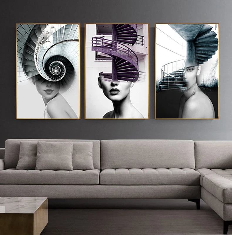 Abstract Fashion Arkitektonisk Motekunst Veggkunst Fine Art Lerretstrykk Bilder For Moderne Leilighet Stue Hjemmekontor Dekor | Skanto