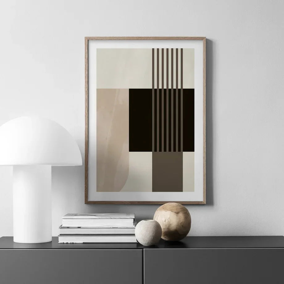 Abstrakt geometriske fargefelt veggkunst Fine Art lerretsutskrifter nøytrale farger bilder for moderne stuer kunst for samtidige interiør | Skanto