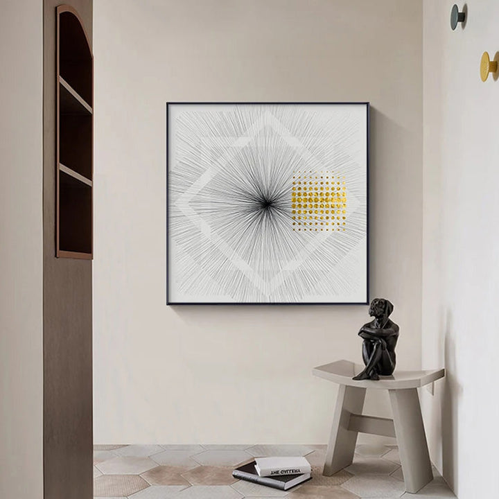 Minimalistiske Gyldne Sollinjer Abstrakt Veggkunst Fin Kunst Lerretsutskrifter Kvadratisk Format Bilder For Moderne Leiligheter Stue Kunst For Samtidsinteriører | Skanto