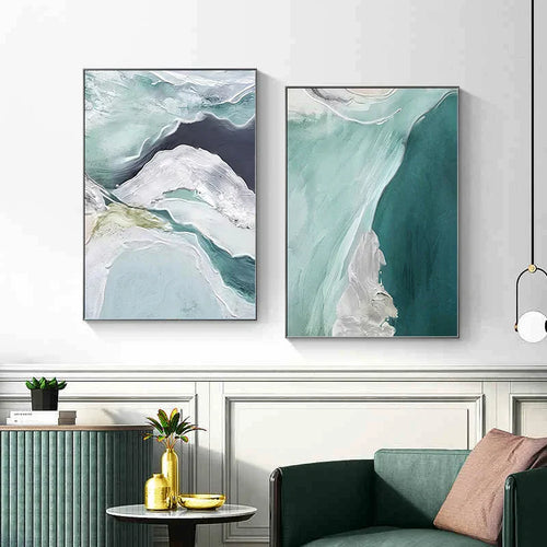 Abstrakt grønn Aqua sandete strand-seascape veggkunst Fine Art lerretsutskrifter bilder for moderne leilighet stue soverom kunstdekorasjon | Skanto