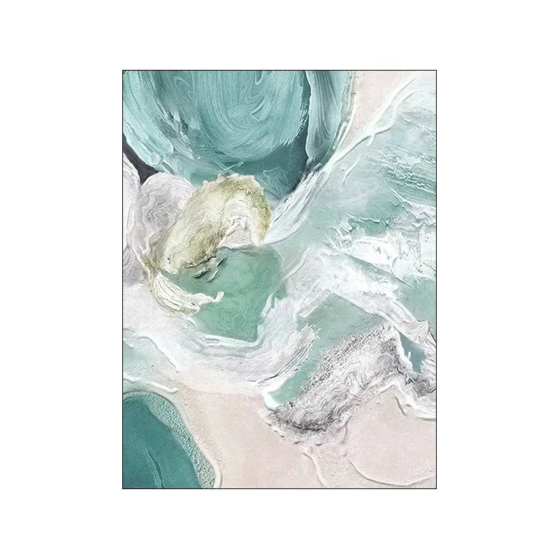 Abstrakt grønn Aqua sandete strand-seascape veggkunst Fine Art lerretsutskrifter bilder for moderne leilighet stue soverom kunstdekorasjon | Skanto