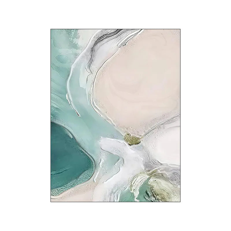 Abstrakt grønn Aqua sandete strand-seascape veggkunst Fine Art lerretsutskrifter bilder for moderne leilighet stue soverom kunstdekorasjon | Skanto
