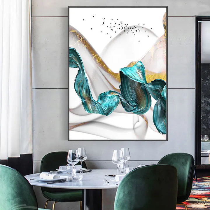 Abstrakt grønn jade flytende økologisk bånd veg Kunsten Fine kunst lerret utskrifter Stilige bilder for stue og spisestue moderne interiørdesign | Skanto