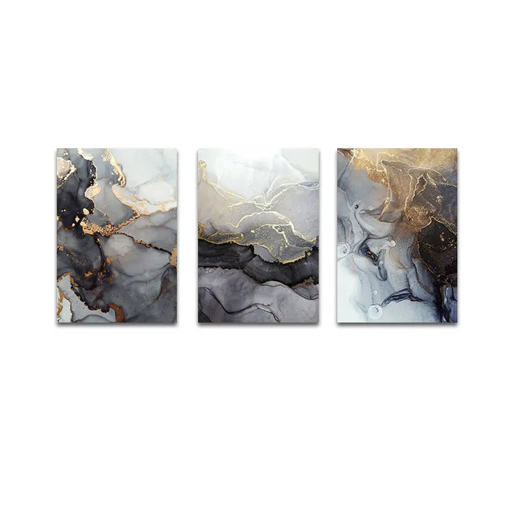 Abstrakt grå gull marmorert veggkunst Fine Art lerretsutskrifter plakatbilder for moderne leilighet stue kunstdekorasjon | Skanto