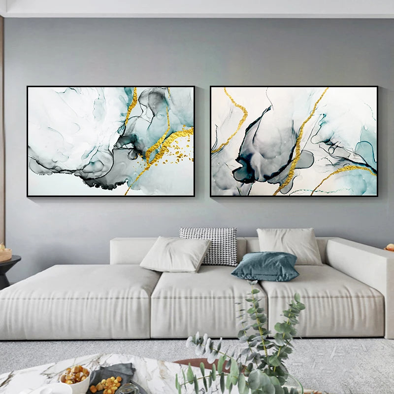 Jade Grønn Grå Gylden Marmor Trykk Abstrakt Vegkunstopplevelse Fin Kunst Lærredstrykk Bilder For Moderne Stue Hjemmekontor Kunst Dekor | Skanto