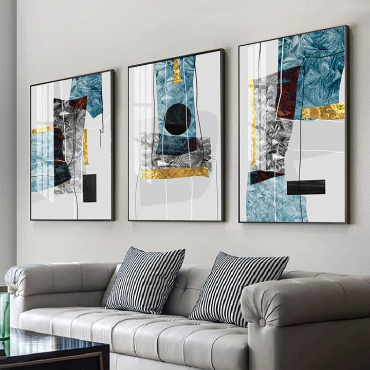 Abstrakt Minimalistisk Blå Nordisk Is Geometrisk Veggkunst Fine Art Lerrettrykk Plakater Bilder For Moderne Leilighet Stue Kunst Dekor | Skanto