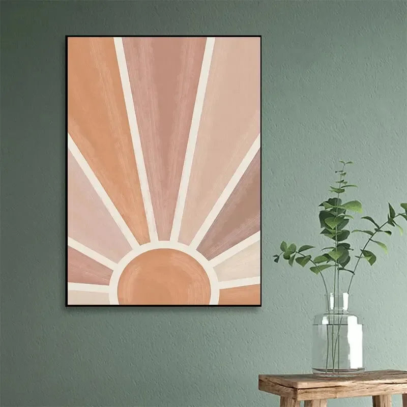 Abstrakt Terrakotta Solstråler Månefaser Veggkunst Fine Art Lerretsutskrifter Plakater Bilder for moderne stue Soverom Kunstdekorasjon | Skanto