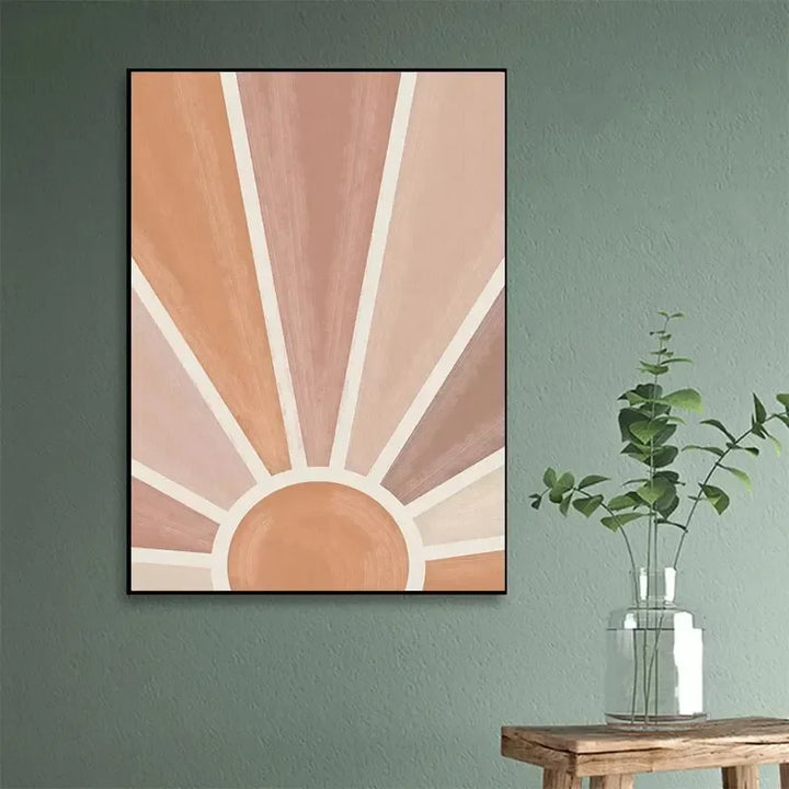 Abstrakt Terrakotta Solstråler Månefaser Veggkunst Fine Art Lerretsutskrifter Plakater Bilder for moderne stue Soverom Kunstdekorasjon | Skanto