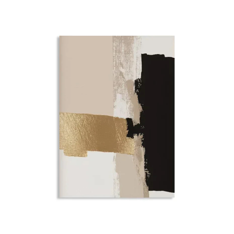 Svart Beige Gylden Fargeblokk Abstrakt Veggkunst Kunstneriske Lerretsutskrifter Moderne Bilder For Stue Soverom Samtidsinteriør Dekor | Skanto