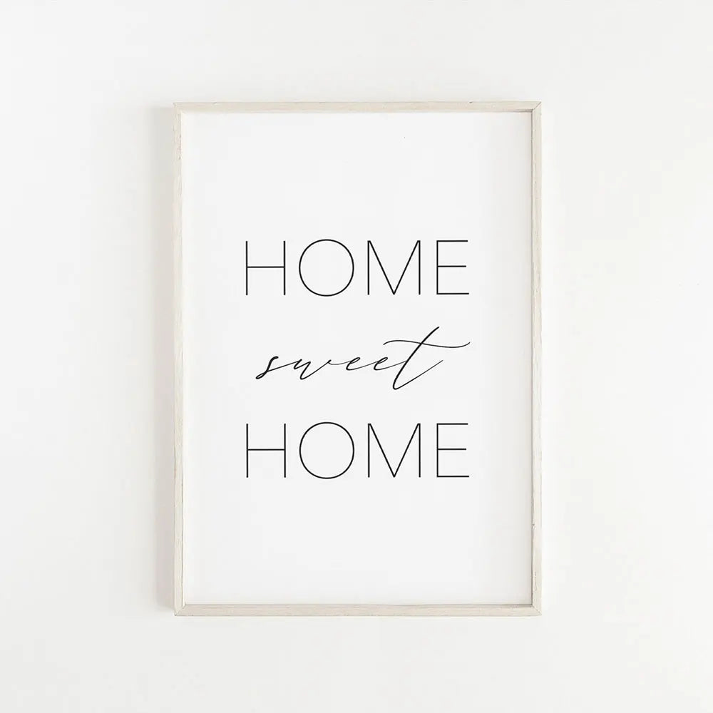 Home Sweet Home Svart Hvit Sitater Plakater Veggkunst Fine Art Lerret Utskrifter Minimalistisk Nordisk Bilder For Enkel Stueinredning | Skanto