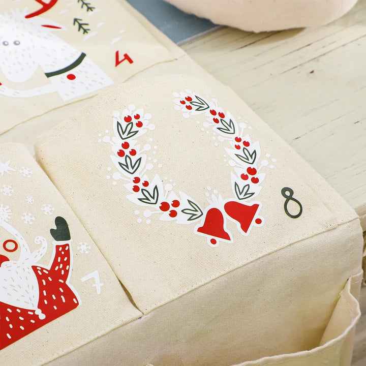 Skanto | Julekalender med 24 lerretsposer for barn – Hengende juledekorasjon i multicolor