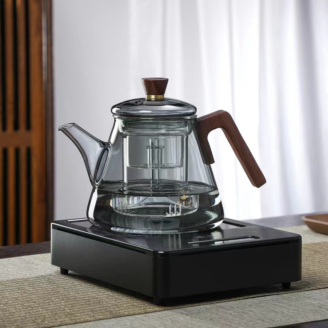 Skanto | Aetheris Glass Brew Tekanne – Varmeresistent Glass Tekanne med Trehåndtak & Infuser (900ml)
