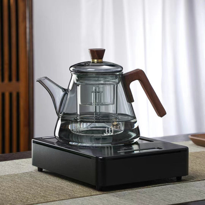 Skanto | Aetheris Glass Brew Tekanne – Varmeresistent Glass Tekanne med Trehåndtak & Infuser (900ml)