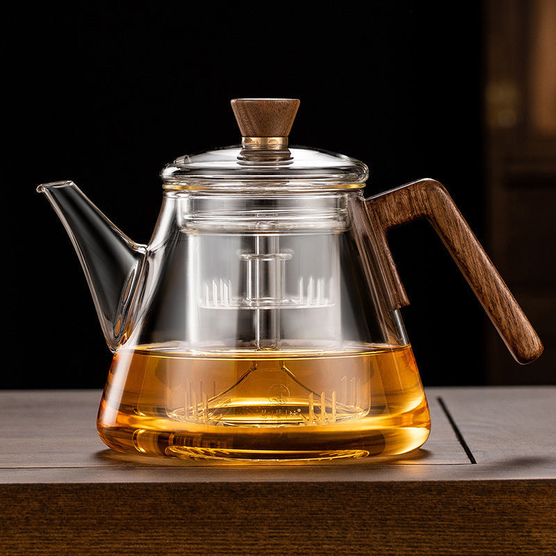 Skanto | Aetheris Glass Brew Tekanne – Varmeresistent Glass Tekanne med Trehåndtak & Infuser (900ml)