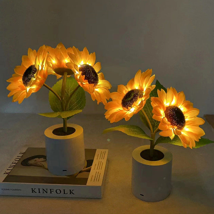 Skanto | LED Solsikke Bordlampe - Dekorativ Belysningsinnretning for Hjemmedekorasjon & Nattbordbruk