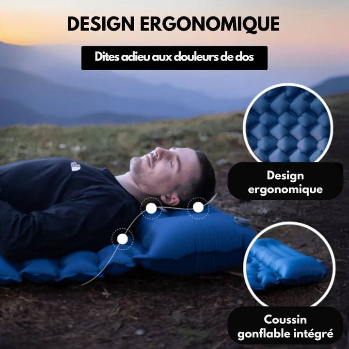 Skanto | Oppblåsbar Campingmadras med Fotpumpe & Ergonomisk Komfort