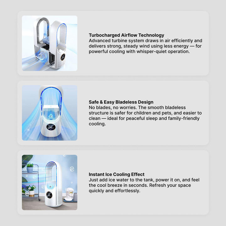 Skanto | Bladeless Portable Air Conditioner | Ultra-Stille, Ergonomisk Design & Ideell for Hjem- og Kontorbruk