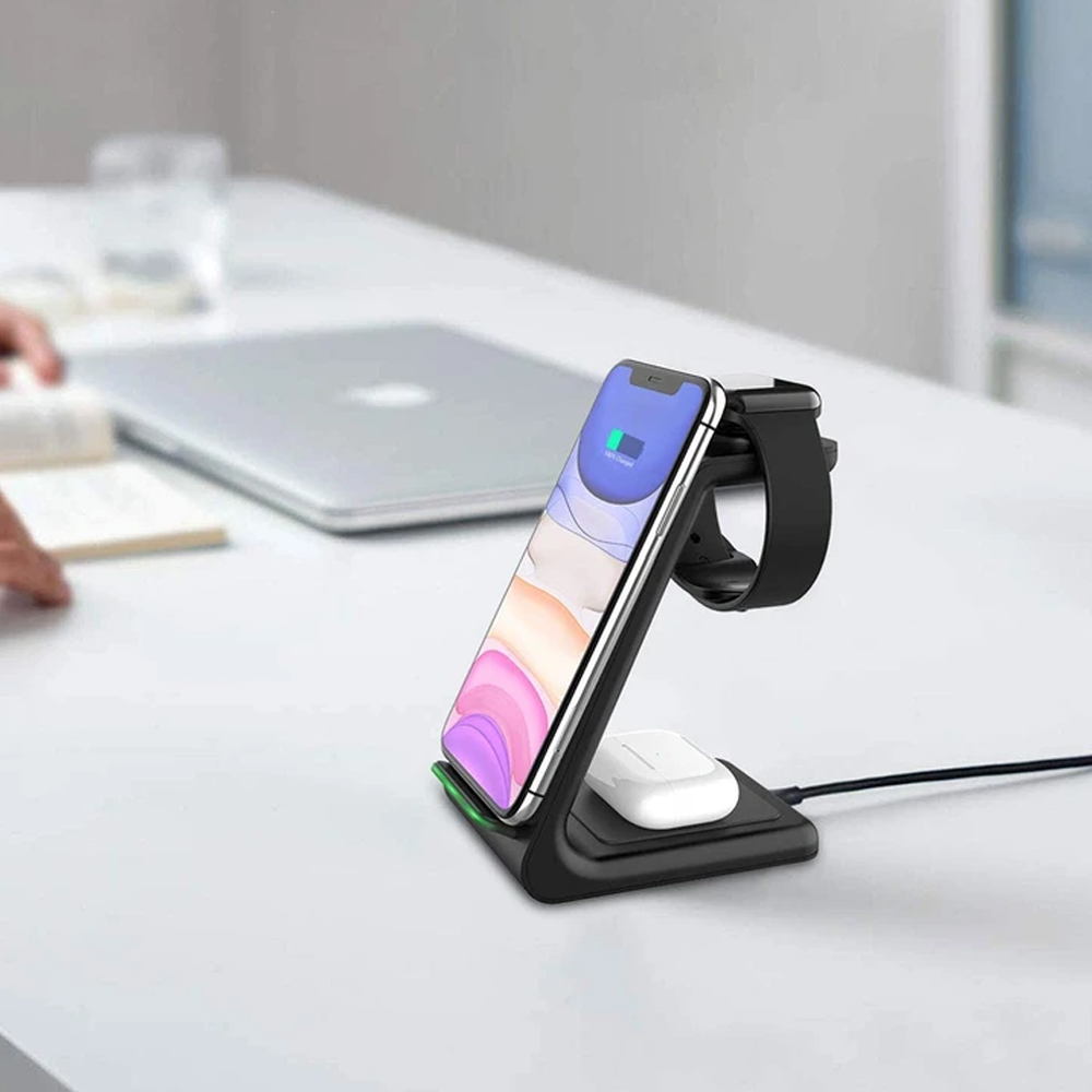 Skanto | Allescharger 3-i-1 Trådløs Lader – Apple & Samsung Enheter