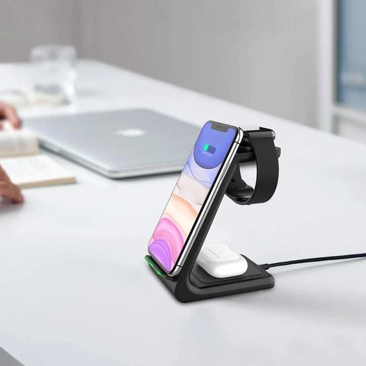 Skanto | Allescharger 3-i-1 Trådløs Lader – Apple & Samsung Enheter