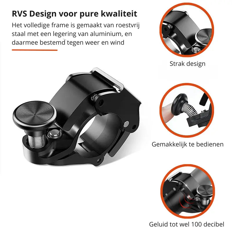 Aluminium sykkelklokke 100 dB lys | Skanto