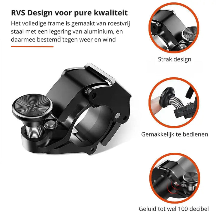 Aluminium sykkelklokke 100 dB lys | Skanto