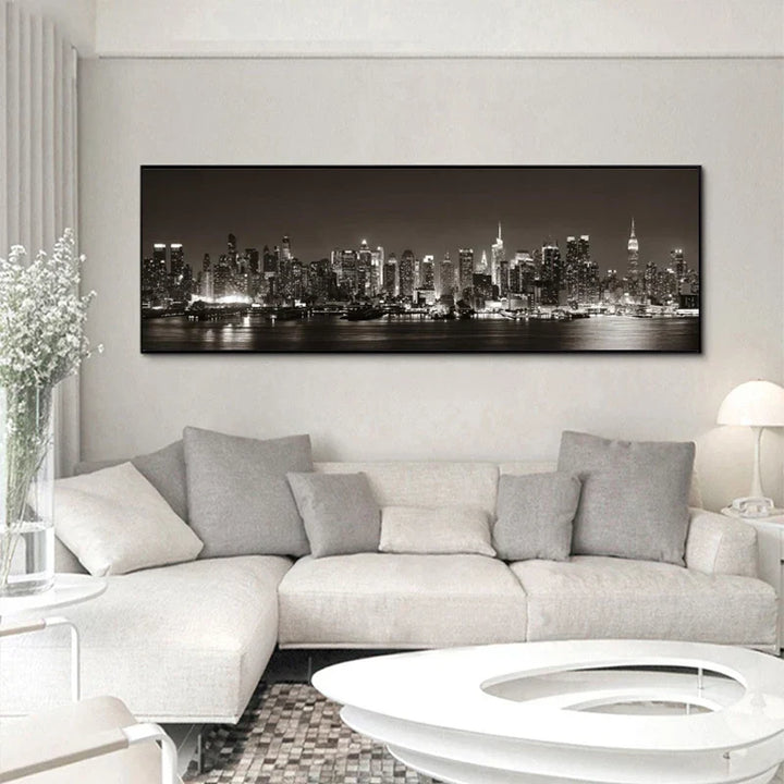 American Nights Bybilde Veggkunst Fine Art Lerretsutskrifter Bylysene Plakat Bredt Format Landskapsbilde For Over Sofaen Kunst For Over Sengen | Skanto