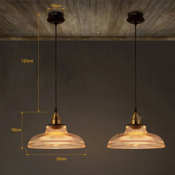 Vintage Glass Pendant Lights in Industrial Style – Retro Ceiling Lights for Dining Room or Living Room | Skanto