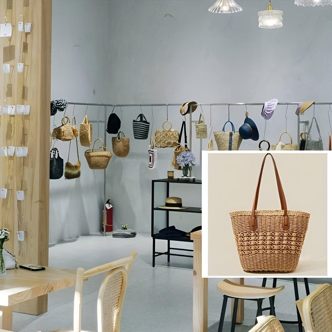 Stråstrandveske – Stor kapasitet og lett | Ideell for shopping og ferier