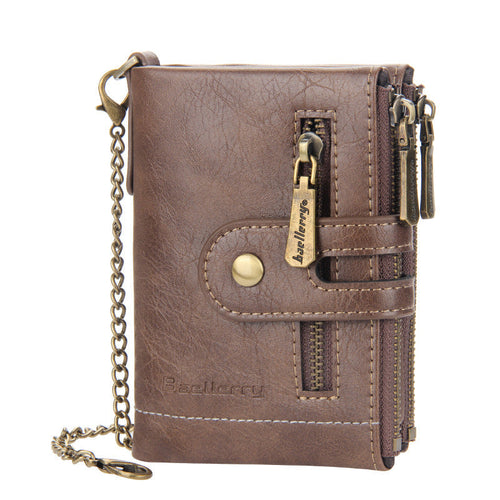 Skanto | Men’s RFID-lommebok med kjede, retro bifold kortholderlommebok