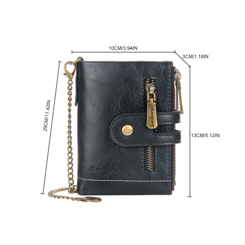Skanto | Men’s RFID-lommebok med kjede, retro bifold kortholderlommebok