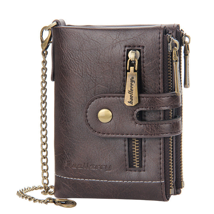 Skanto | Men’s RFID-lommebok med kjede, retro bifold kortholderlommebok