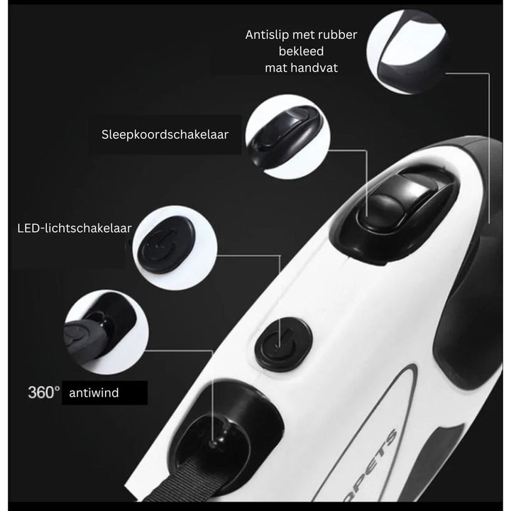 SafePaw - Luksus LED Utvidbar Hundebånd med Ergonomisk Håndtak Skanto