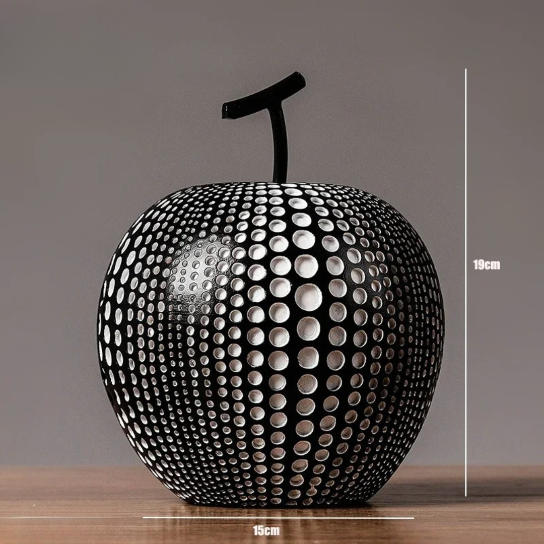 Skanto | MonoApple Dekorativ Figur – Svart & Hvit Prikkete Eple
